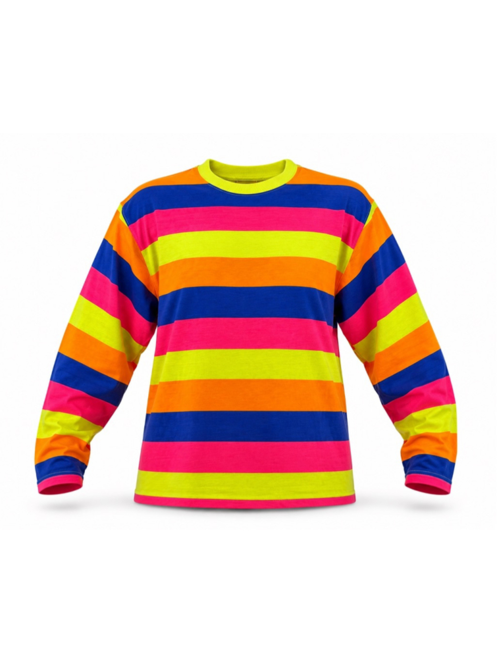 Vtg 90s Bonjour Le Mode Women’s Neon Stripe Shirt USA Long Sleeve Tee Sz S NWT